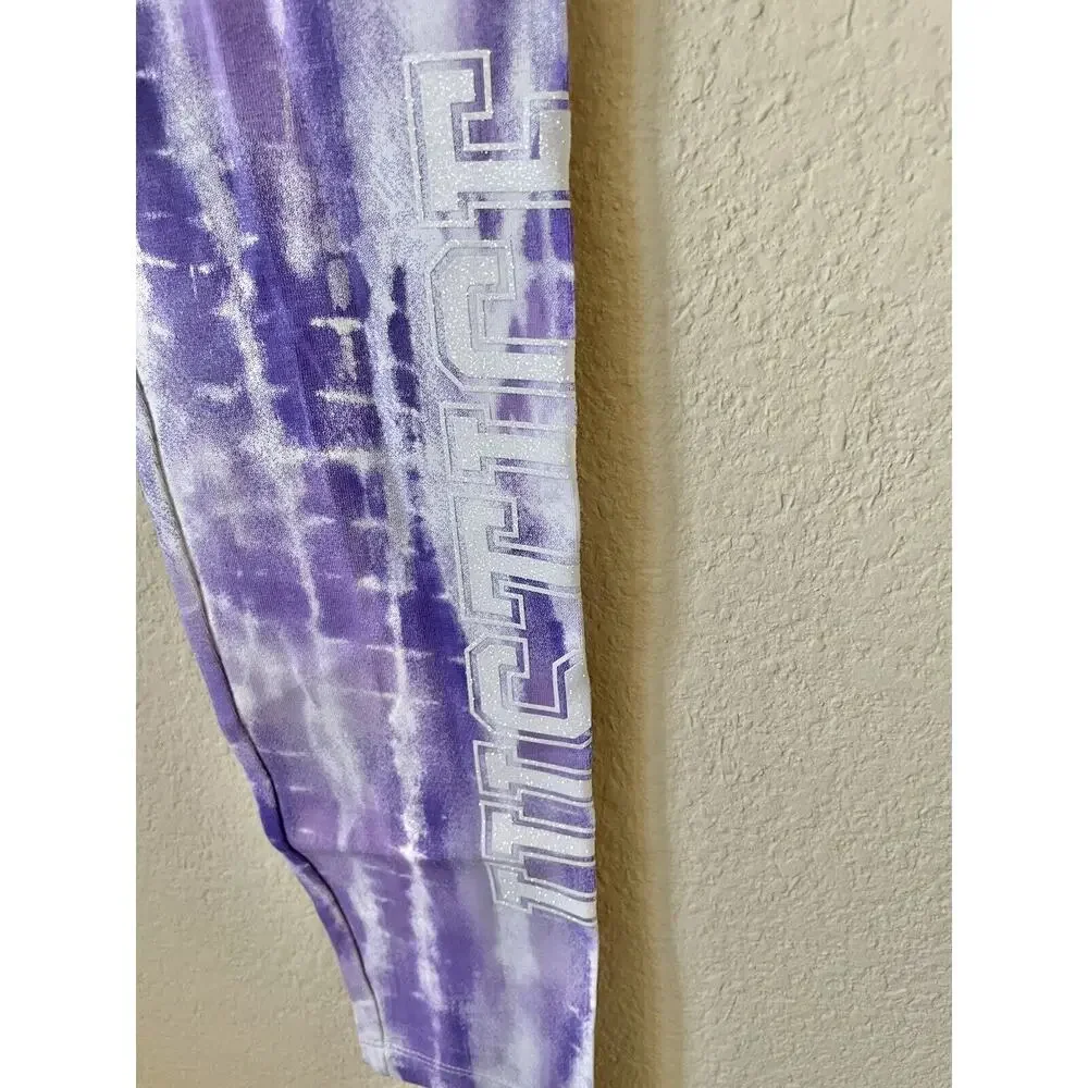 Lot Of 2 Justice Tie Dye Sparkle Logo High Waist Full Length Leggings Size 12
